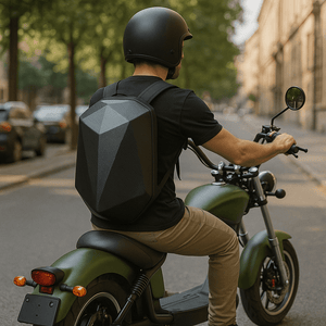 Motorrad Rucksack wasserdicht – Carbon Design für E-Chopper & E-Bike