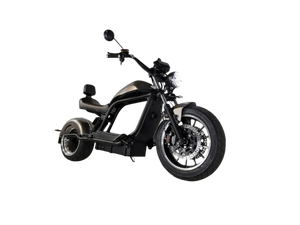 E-Chopper HL 6.0 Phantom in Titanium Steel (grau) – Schrägansicht, Elektro Chopper mit 45Ah Akku
