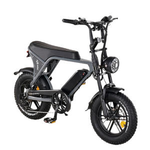 E-Fatbike V8 Mini Grau – E-Bike mit breiten Reifen, Frontscheinwerfer und sportlichem Design